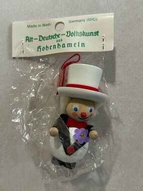Steinbach West Germany Groom Tuxedo Top Hat Flower Wooden Ornament NIP